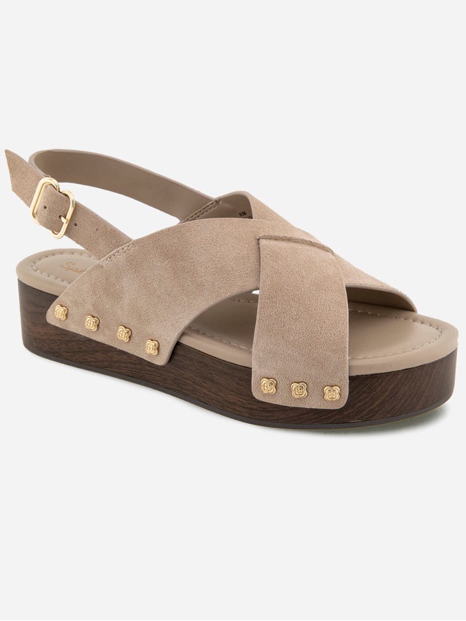 Splendid Crisscross Suede Platform Slingback Sandals Nwob